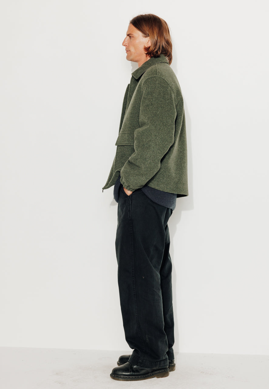 RUBEN - RUBEN - Manteau court esprit blouson en laine vert KAKI - Trench & Coat