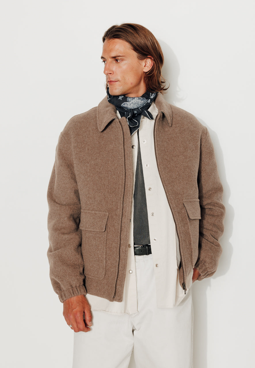 RUBEN - RUBEN - Manteau court esprit blouson en laine taupe TAUPE - Trench & Coat
