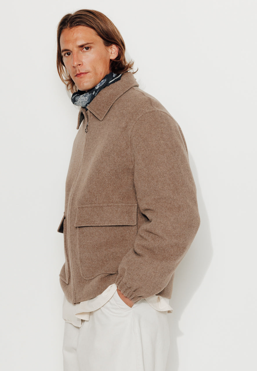 RUBEN - RUBEN - Manteau court esprit blouson en laine taupe TAUPE - Trench & Coat