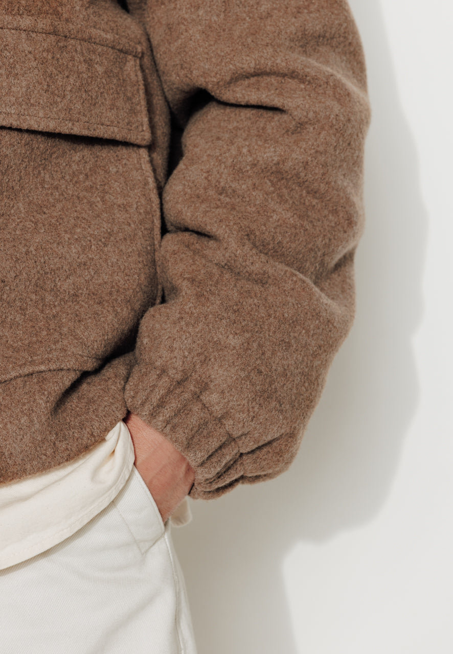 RUBEN - RUBEN - Manteau court esprit blouson en laine taupe TAUPE - Trench & Coat