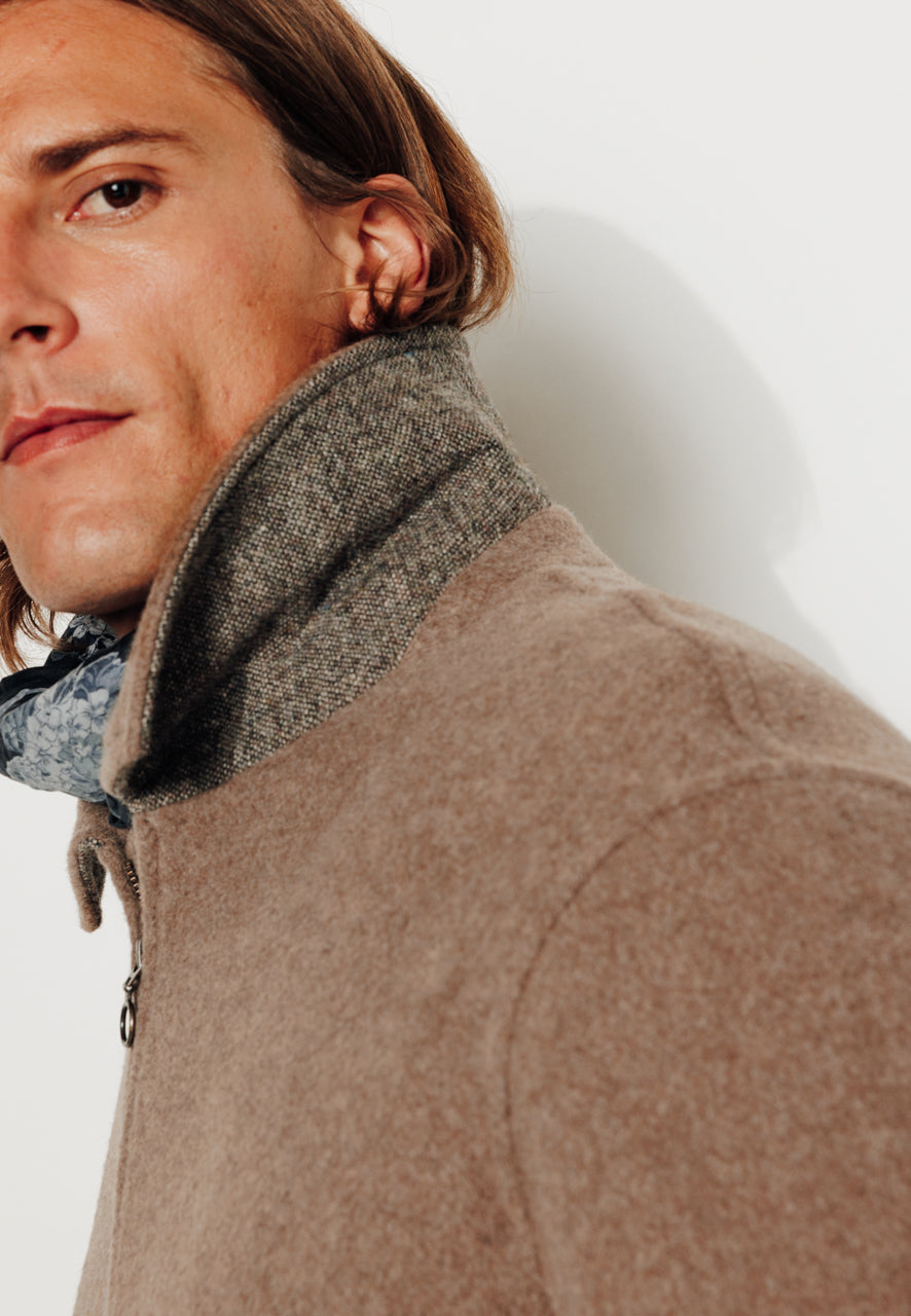 RUBEN - RUBEN - Manteau court esprit blouson en laine taupe TAUPE - Trench & Coat