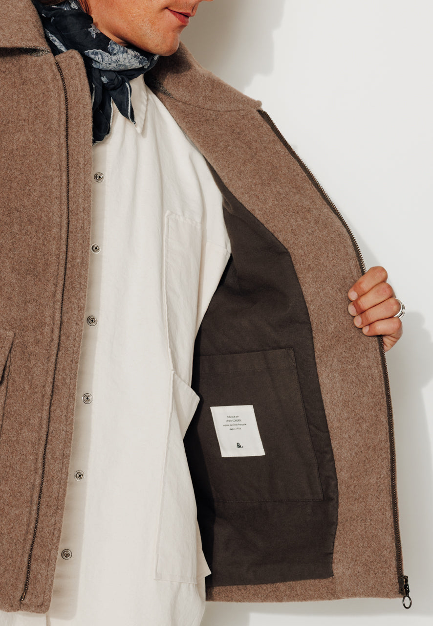 RUBEN - RUBEN - Manteau court esprit blouson en laine taupe TAUPE - Trench & Coat