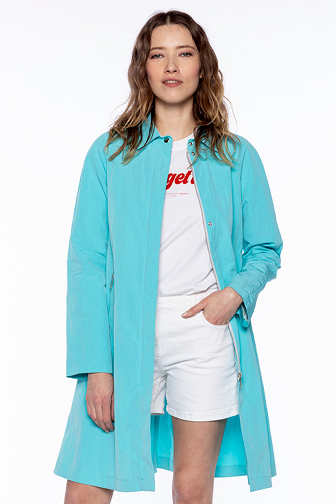 Trench AUBIAC-Trench zippé bleu turquoise