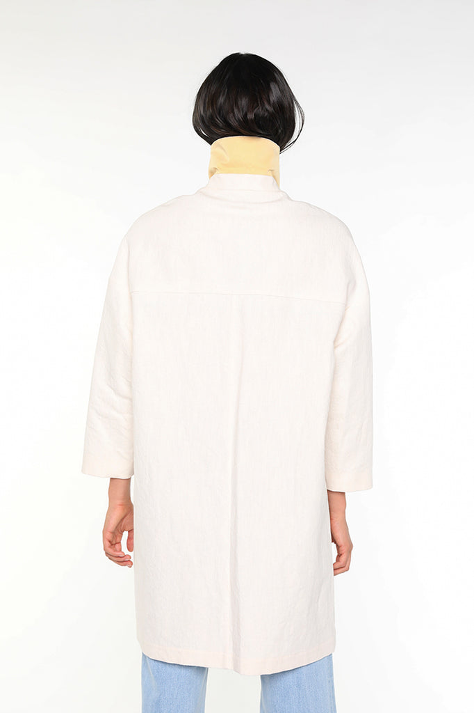 Manteau CAMARET-Manteau oversize en coton et lin écru