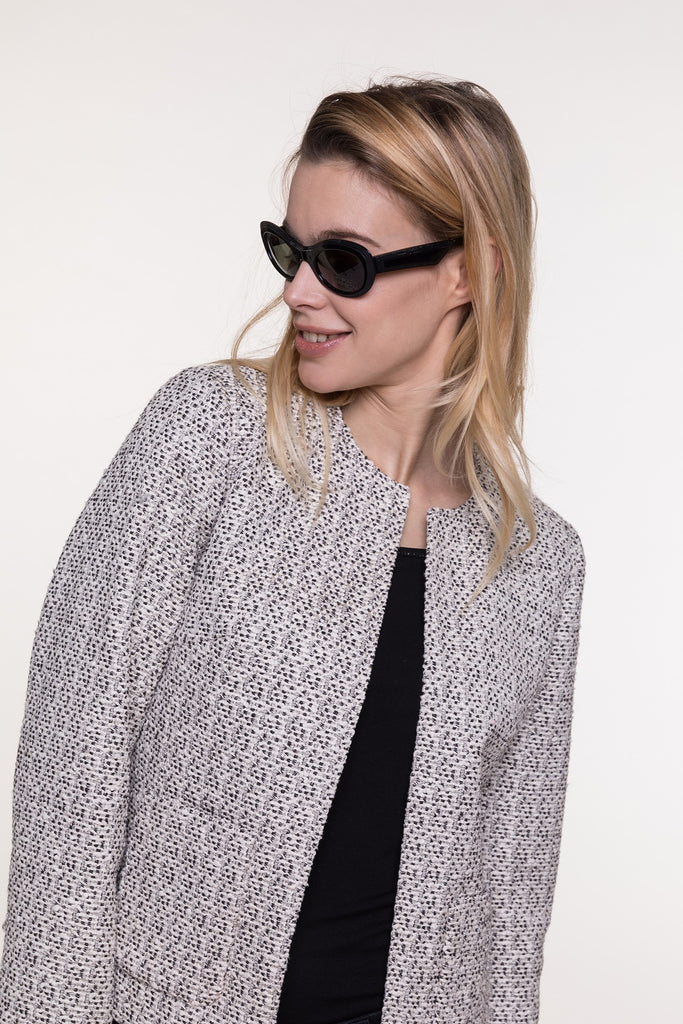 Veste BABIANA-Veste en jacquard bouclé noir et écru
