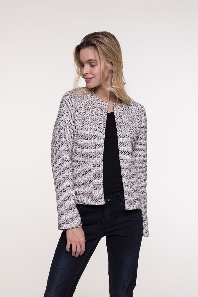 Veste BABIANA-Veste en jacquard bouclé noir et écru