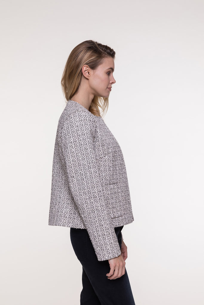 Veste BABIANA-Veste en jacquard bouclé noir et écru