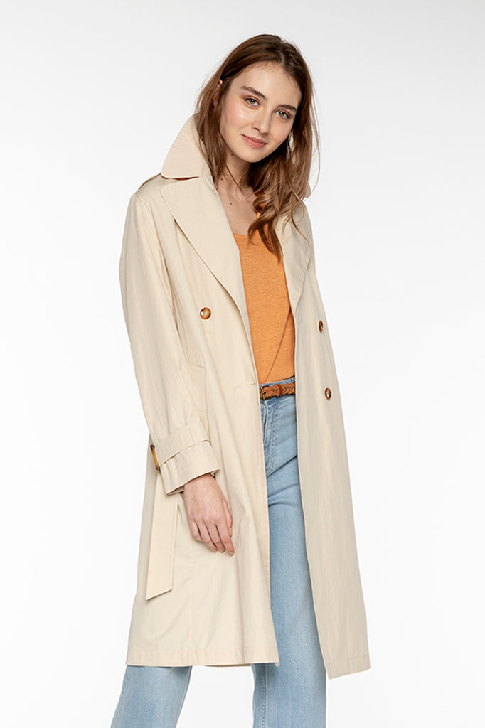 Trench ALES-Trench long et oversize en coton beige
