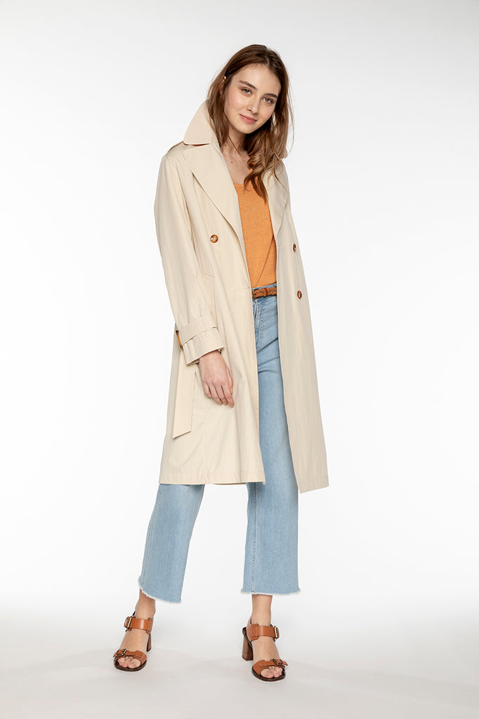 Trench ALES-Trench long et oversize en coton beige