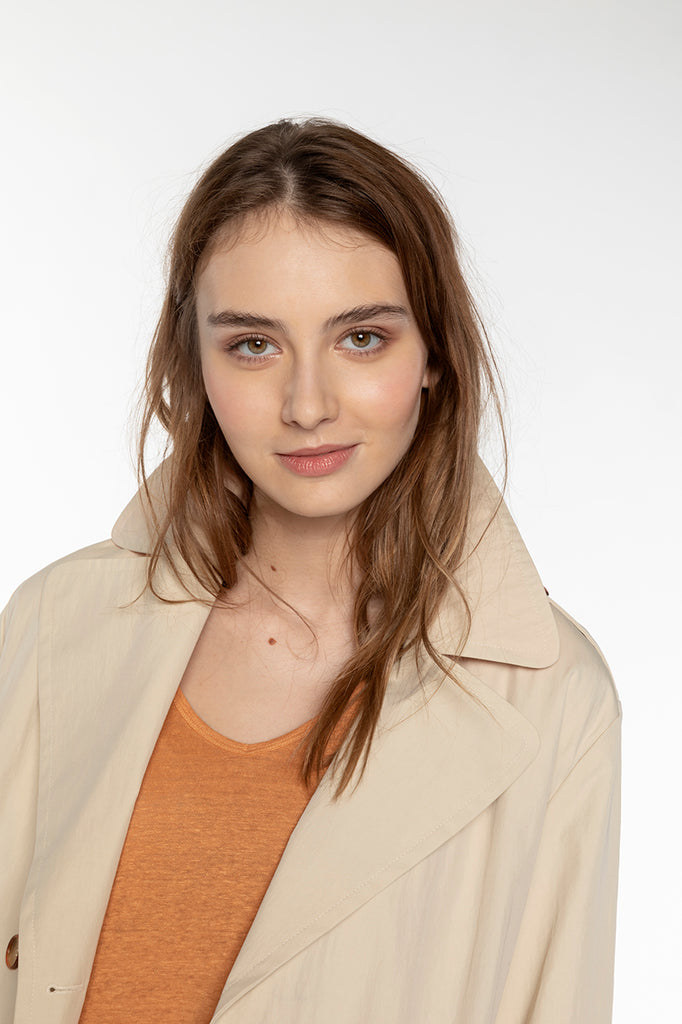 Trench ALES-Trench long et oversize en coton beige