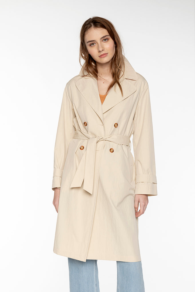 Trench ALES-Trench long et oversize en coton beige