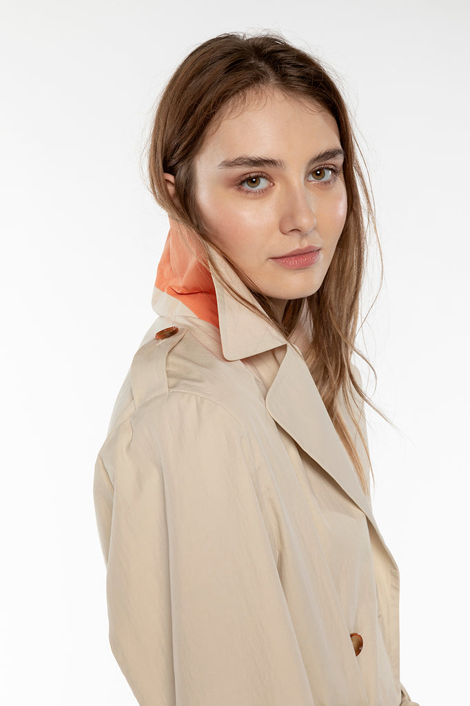 Trench ALES-Trench long et oversize en coton beige