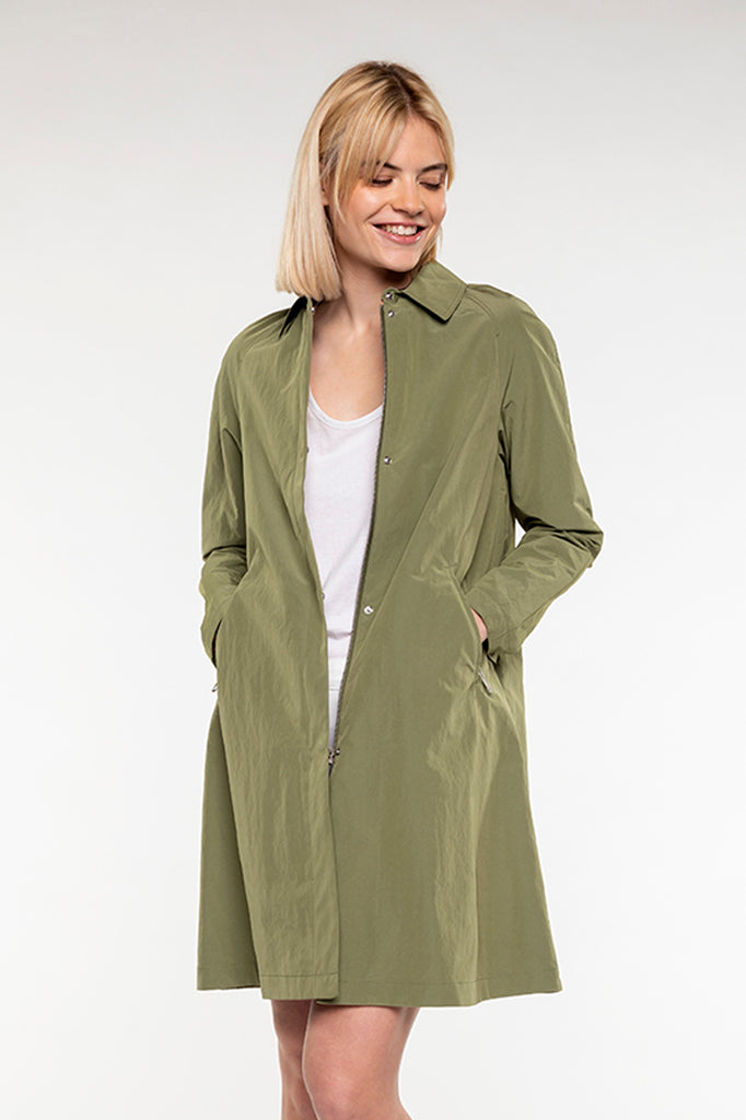 Trench AUBIAC-Trench vert kaki zippé