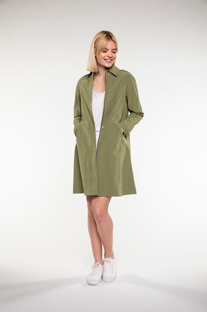 Trench AUBIAC-Trench vert kaki zippé
