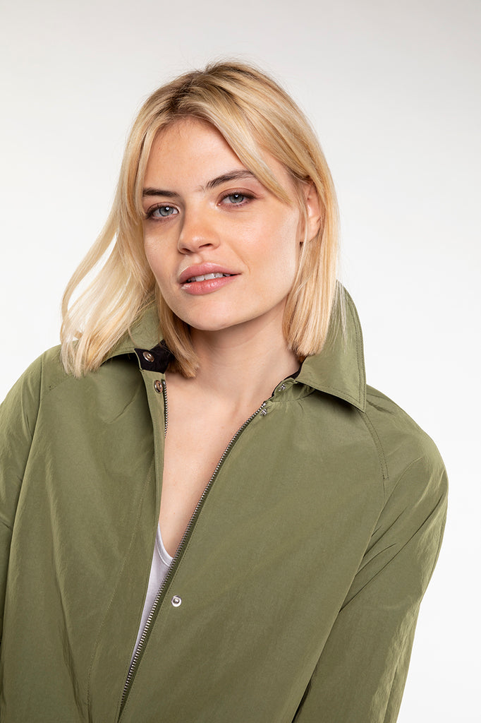 Trench AUBIAC-Trench vert kaki zippé
