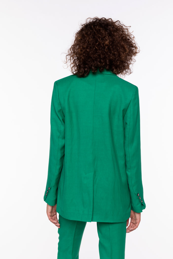 Veste MANOU-Veste longue masculine viscose et lin verte