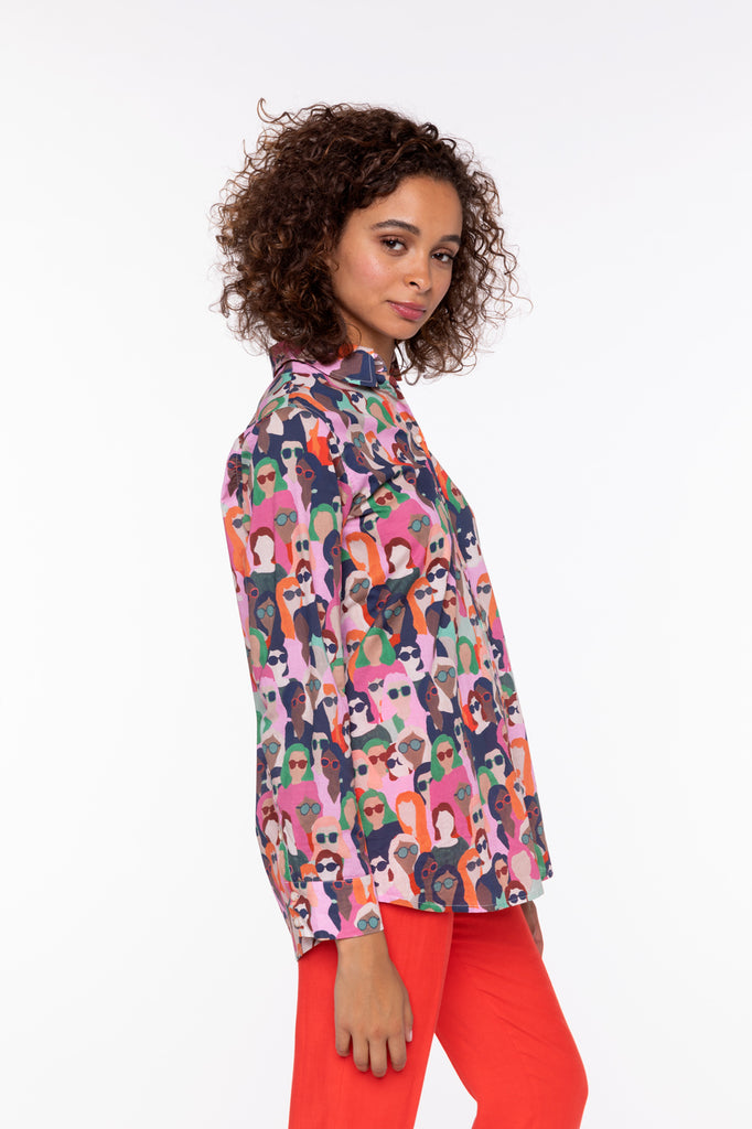 Chemise CHEMERY-Chemise droite 100% coton imprimé visages