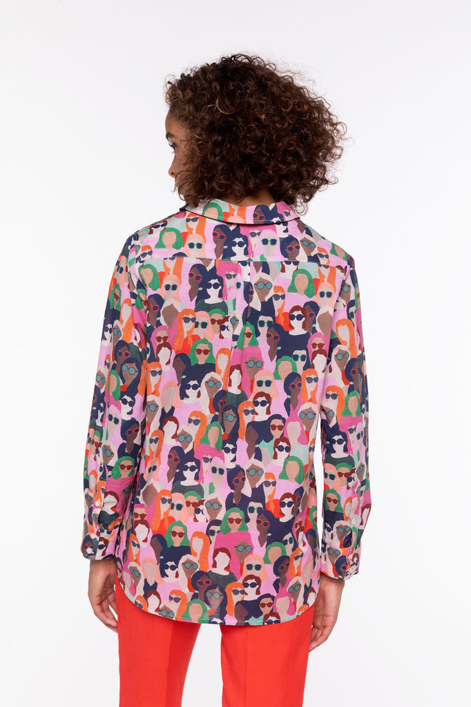 Chemise CHEMERY-Chemise droite 100% coton imprimé visages