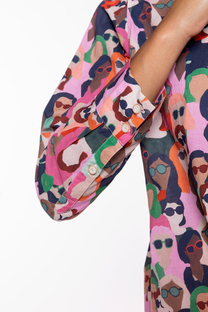 Chemise CHEMERY-Chemise droite 100% coton imprimé visages