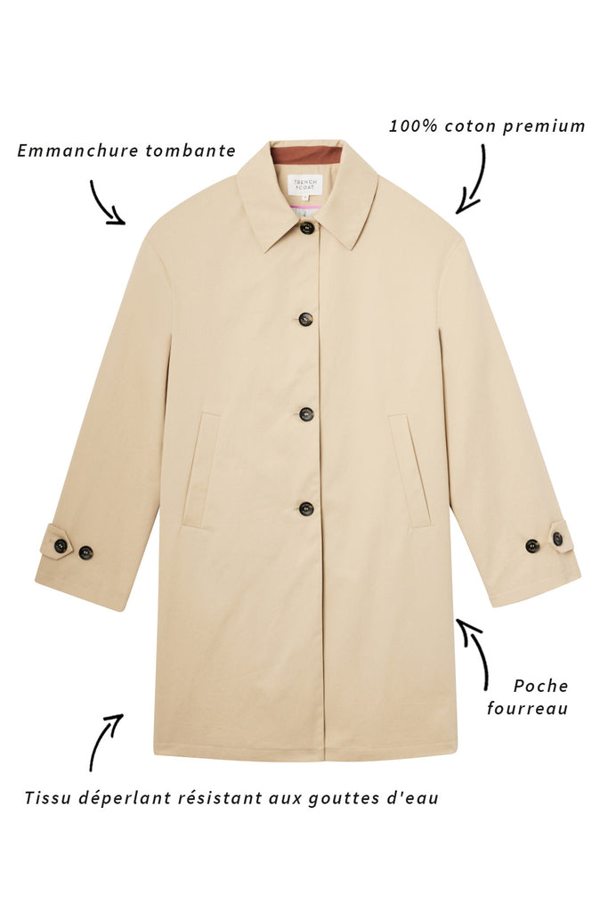 Manteau DAX-Redding épuré en pur coton premium beige