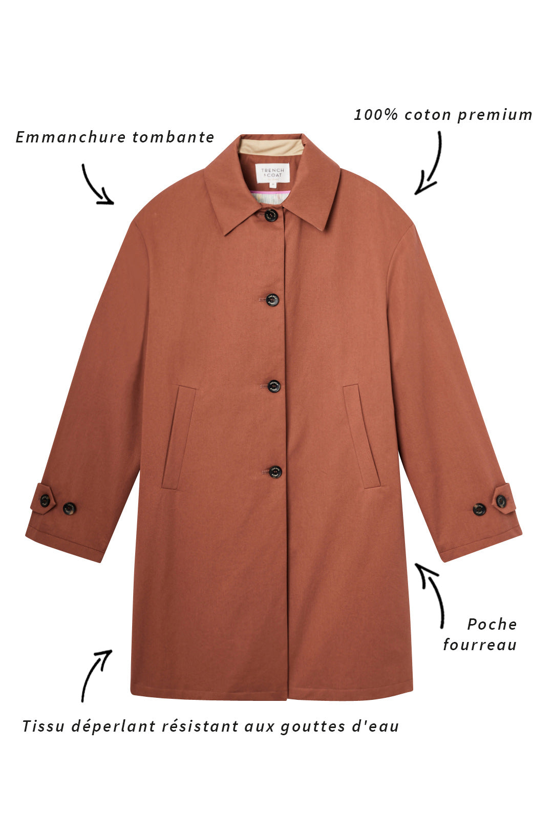 Manteau DAX-Redding épuré en pur coton premium marron glacé