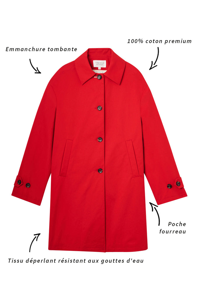 Manteau DAX-Redding épuré en pur coton premium rouge