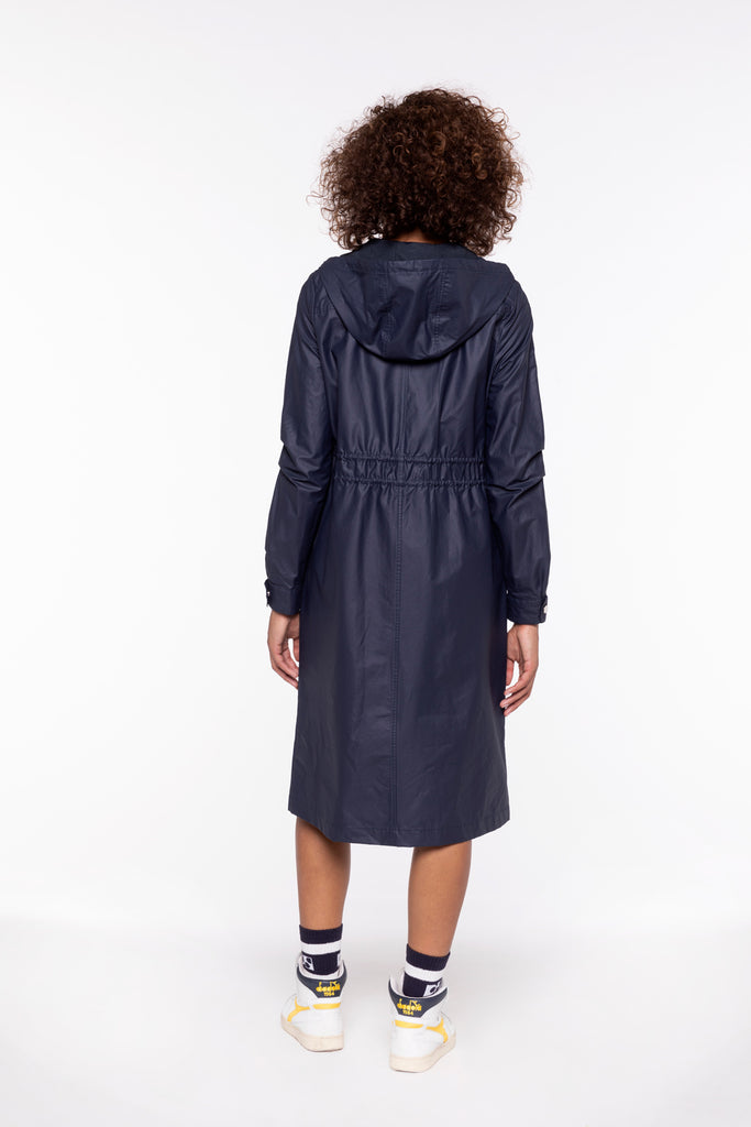 Parka LOUDEAC-Parka longue à capuche en toile de coton marine