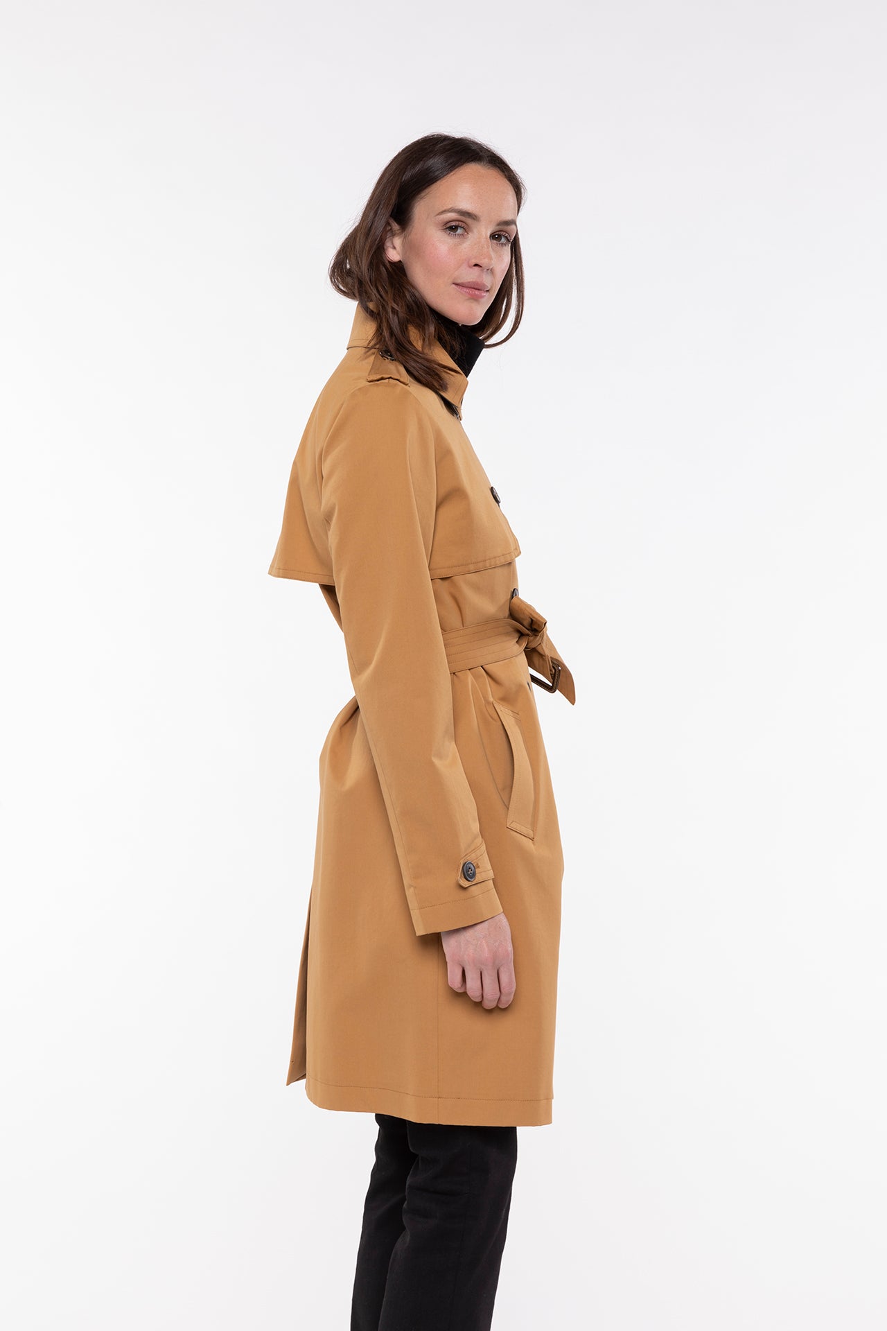 Trench pur coton beige ceinturé femme hiver - Trench & Coat