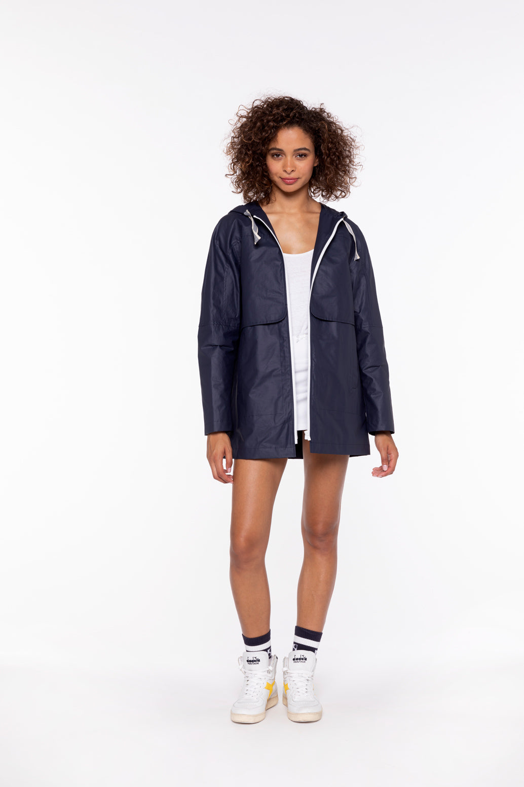 Parka LUGNY-Parka marine à capuche en toile de coton