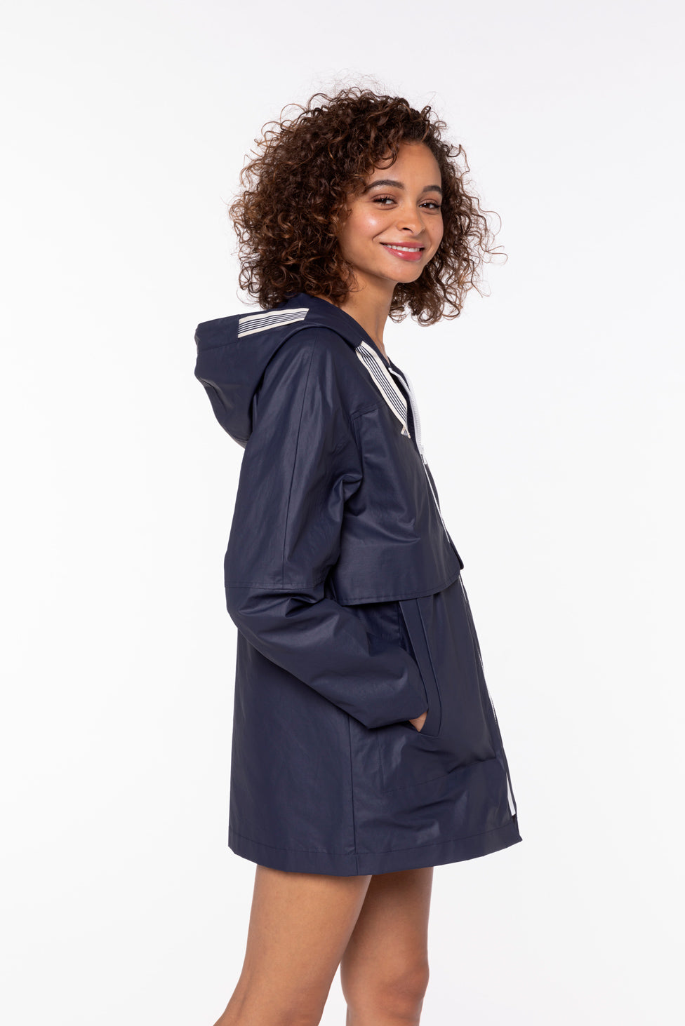 Parka LUGNY-Parka marine à capuche en toile de coton