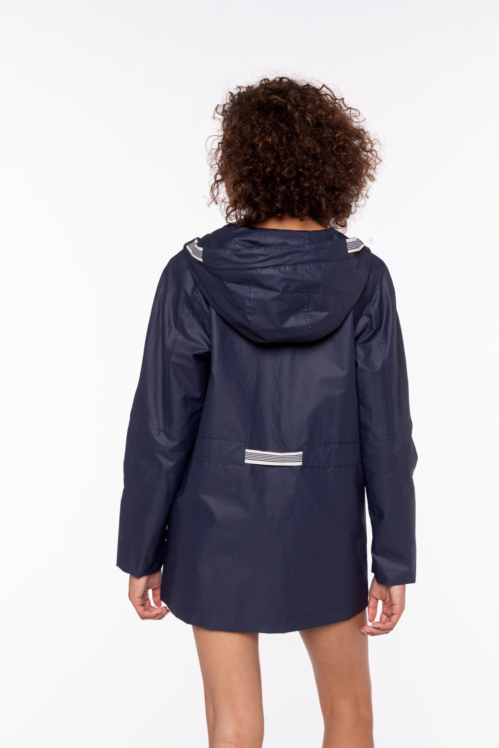 Parka LUGNY-Parka marine à capuche en toile de coton