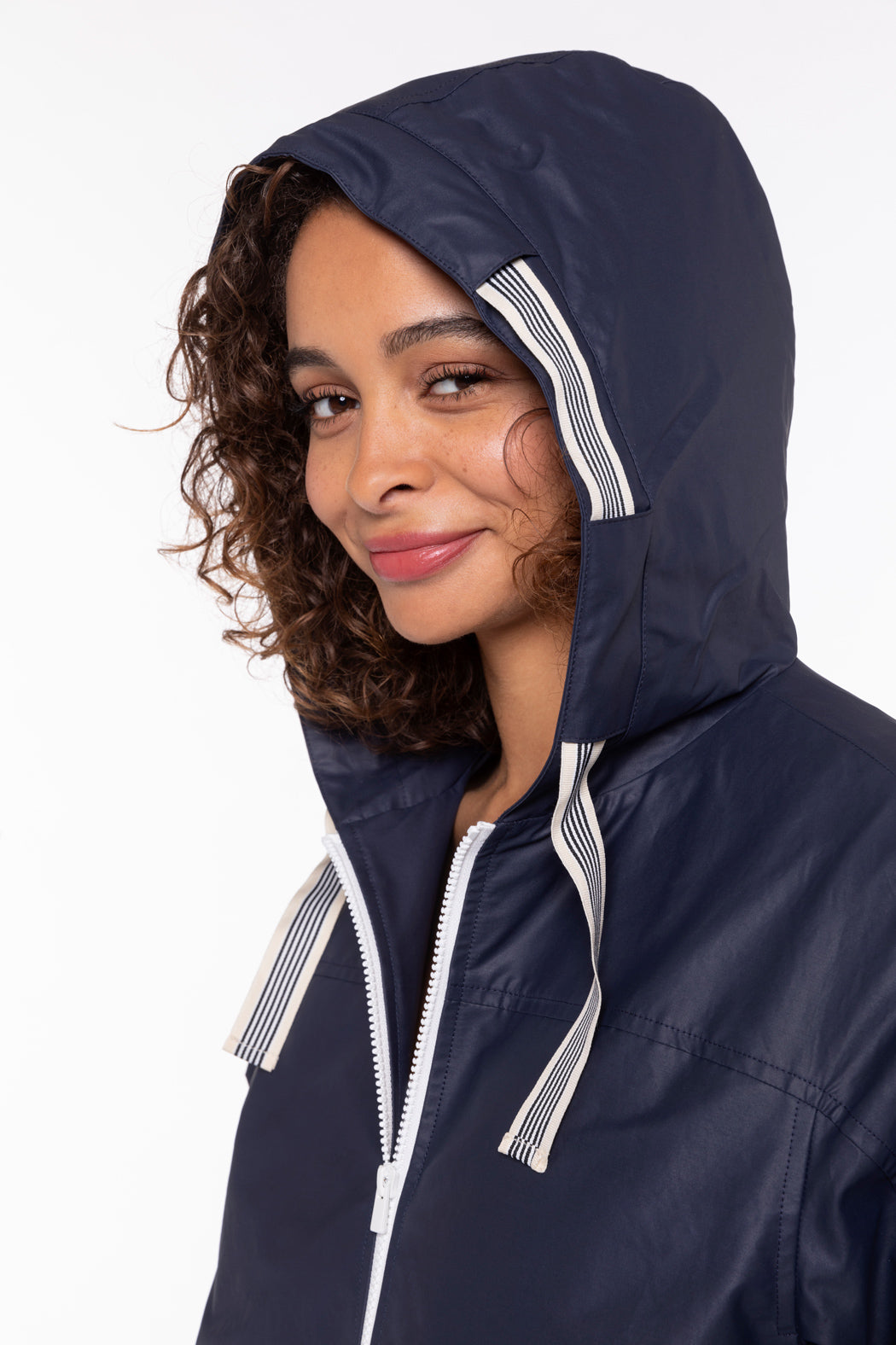 Parka LUGNY-Parka marine à capuche en toile de coton