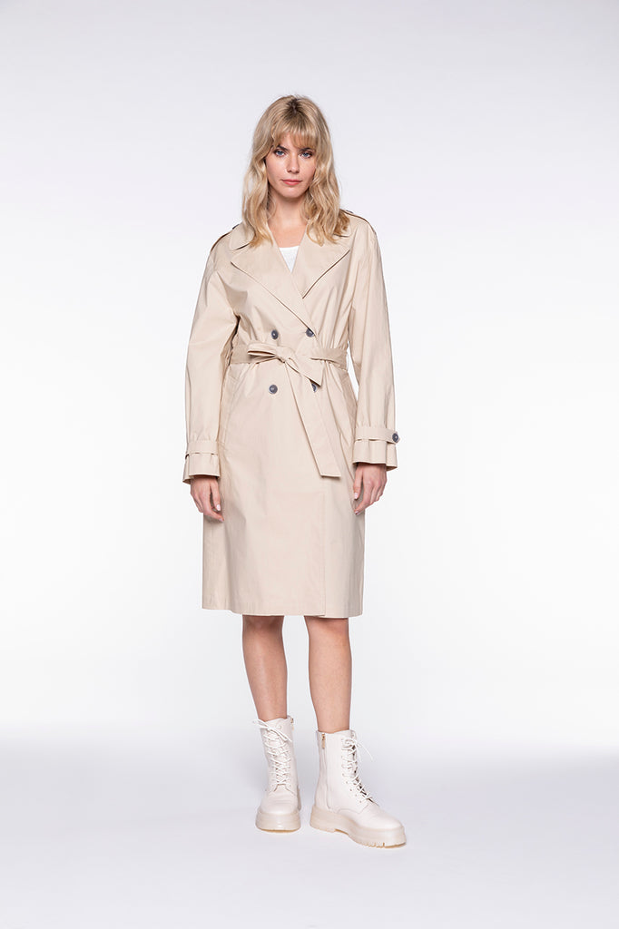 Trench OZEVILLE-Trench beige long ceinturé