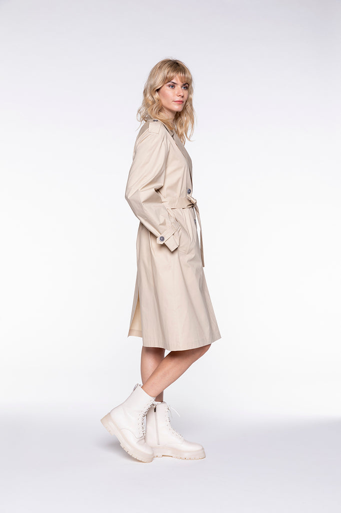 Trench OZEVILLE-Trench beige long ceinturé