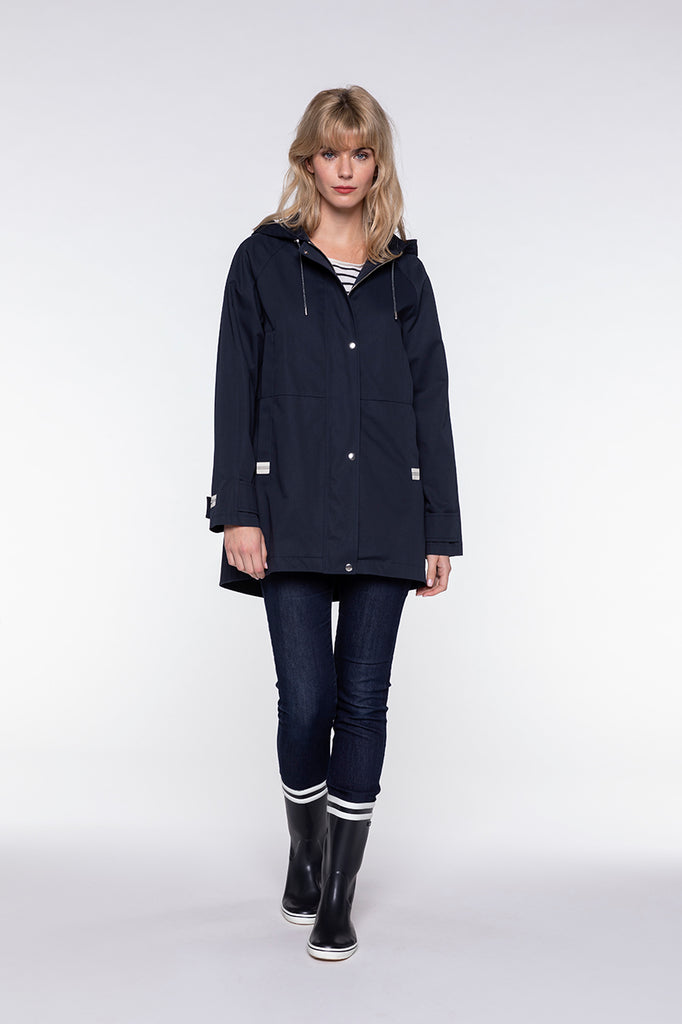 Parka LOCRONAN-Parka à capuche en pur coton bleu marine