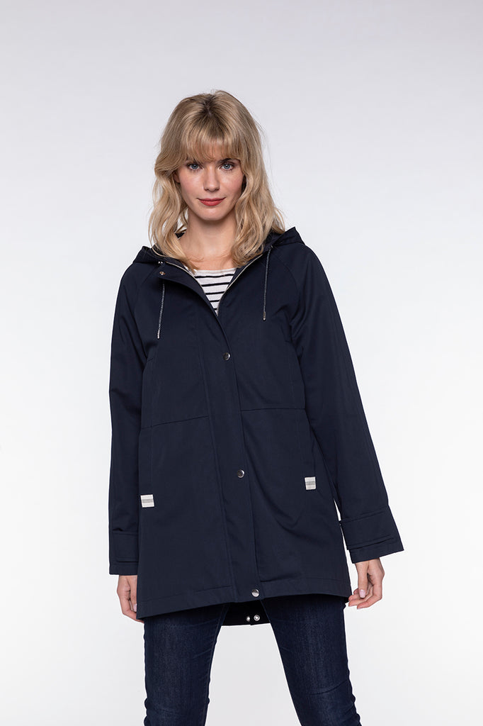 Parka LOCRONAN-Parka à capuche en pur coton bleu marine