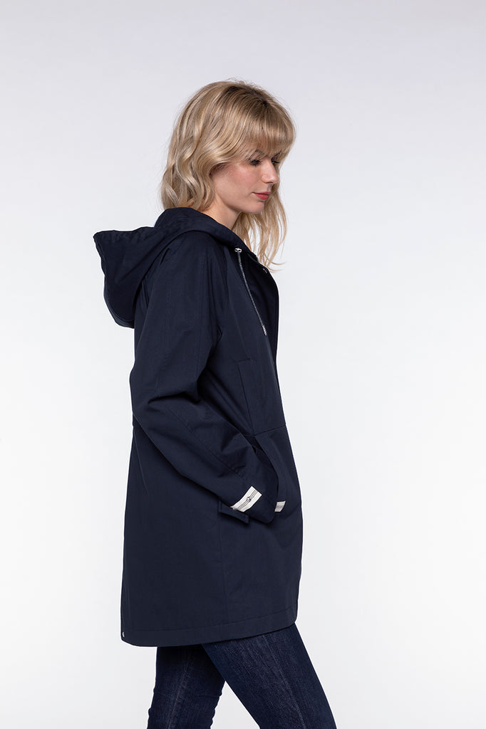 Parka LOCRONAN-Parka à capuche en pur coton bleu marine