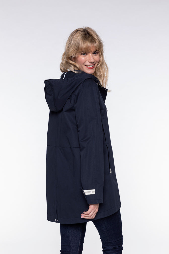 Parka LOCRONAN-Parka à capuche en pur coton bleu marine