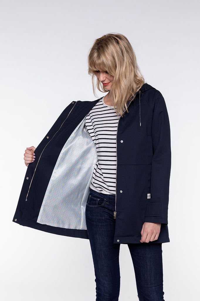 Parka LOCRONAN-Parka à capuche en pur coton bleu marine