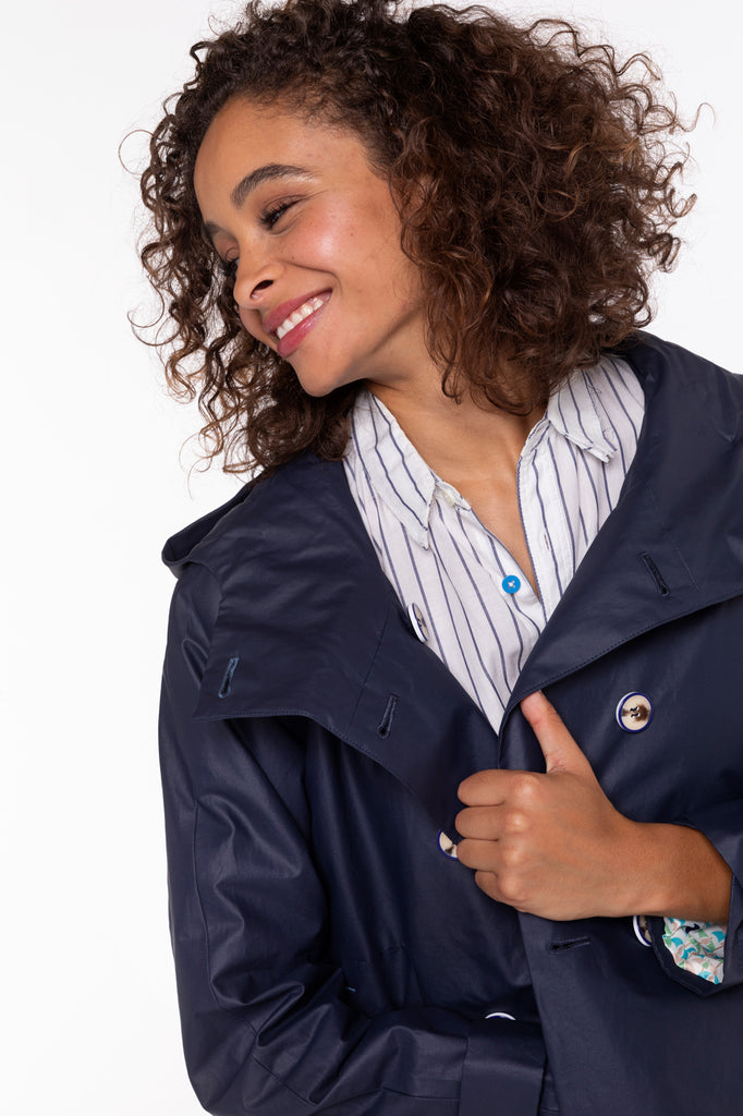 Parka PALLUAU-Parka marine oversize à capuche en toile de coton