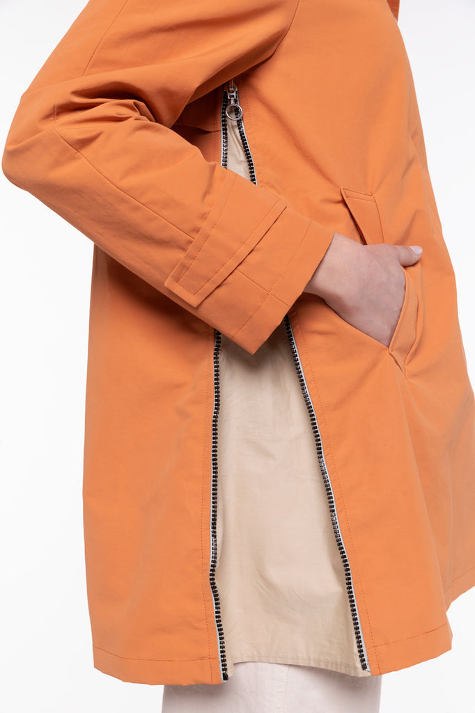 Parka MARCY-Parka courte orange à capuche bicolore