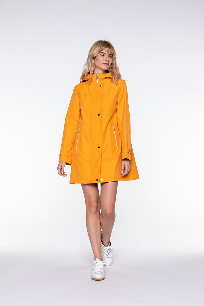 Parka SAORGE-Parka ocre zippée à capuche