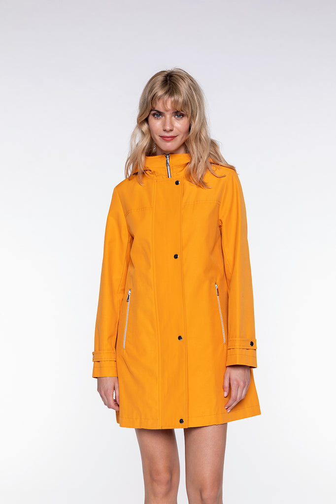 Parka SAORGE-Parka ocre zippée à capuche