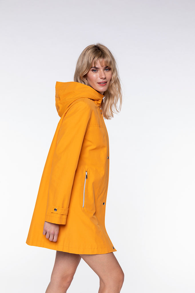 Parka SAORGE-Parka ocre zippée à capuche