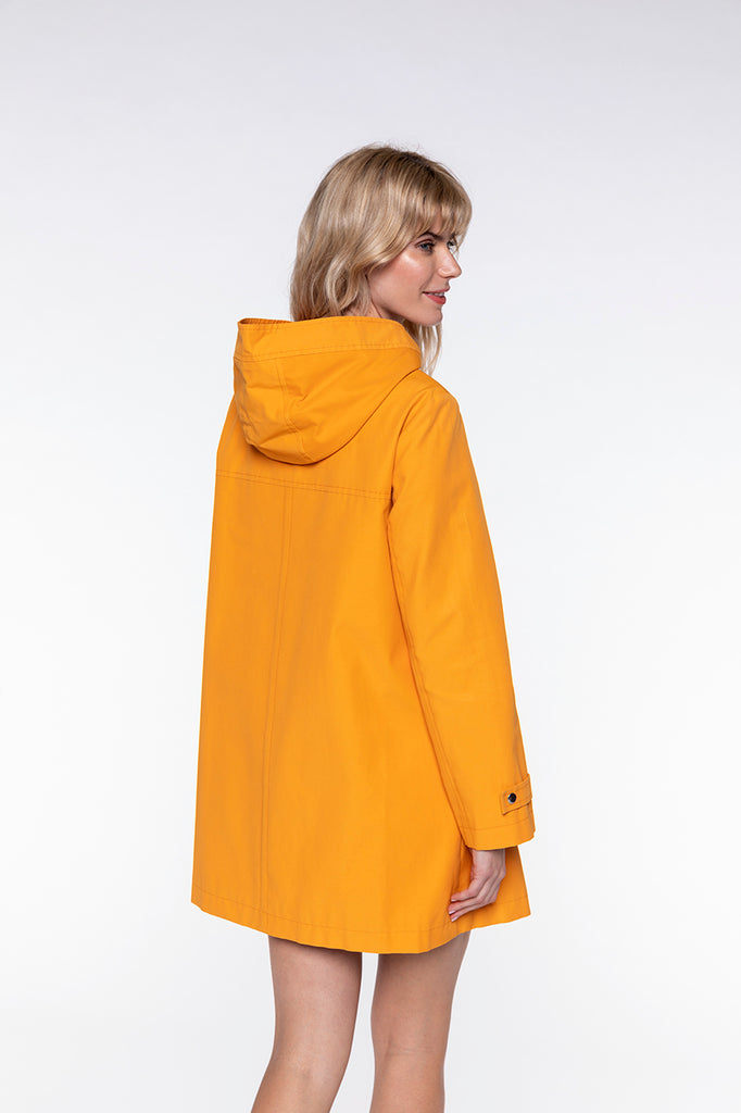 Parka SAORGE-Parka ocre zippée à capuche