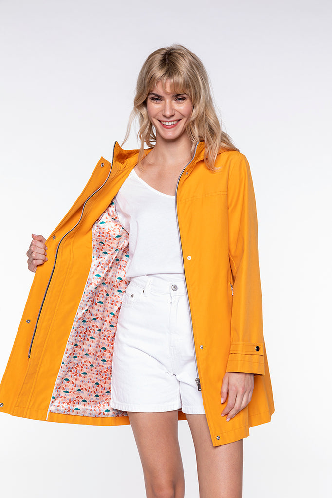 Parka SAORGE-Parka ocre zippée à capuche