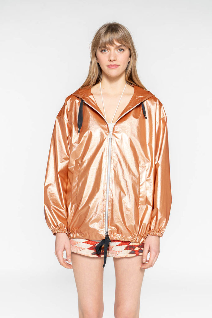 Blouson LUZY-Blouson épuré doré à capuche