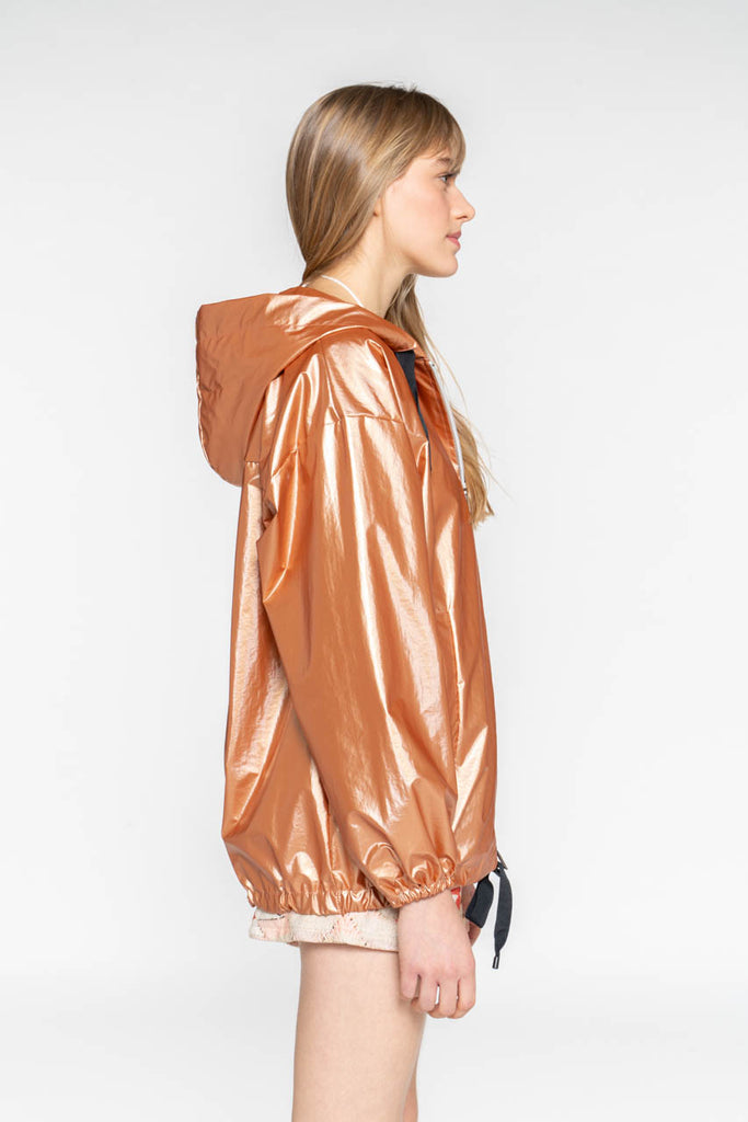 Blouson LUZY-Blouson épuré doré à capuche