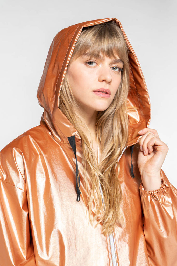 Blouson LUZY-Blouson épuré doré à capuche