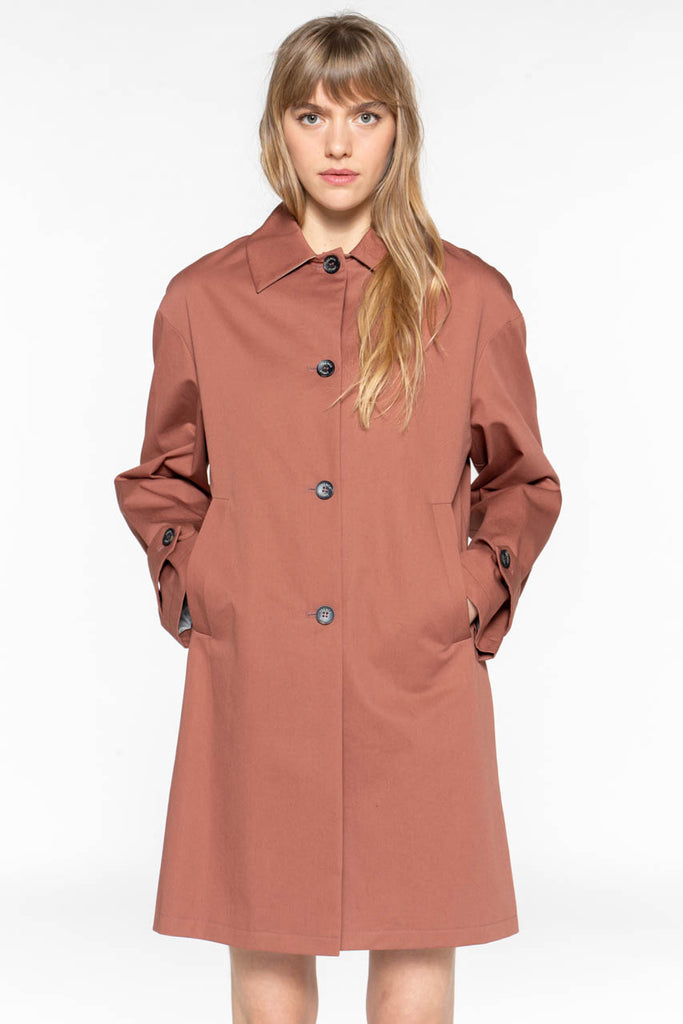 Manteau DAX-Redding épuré en pur coton premium marron glacé